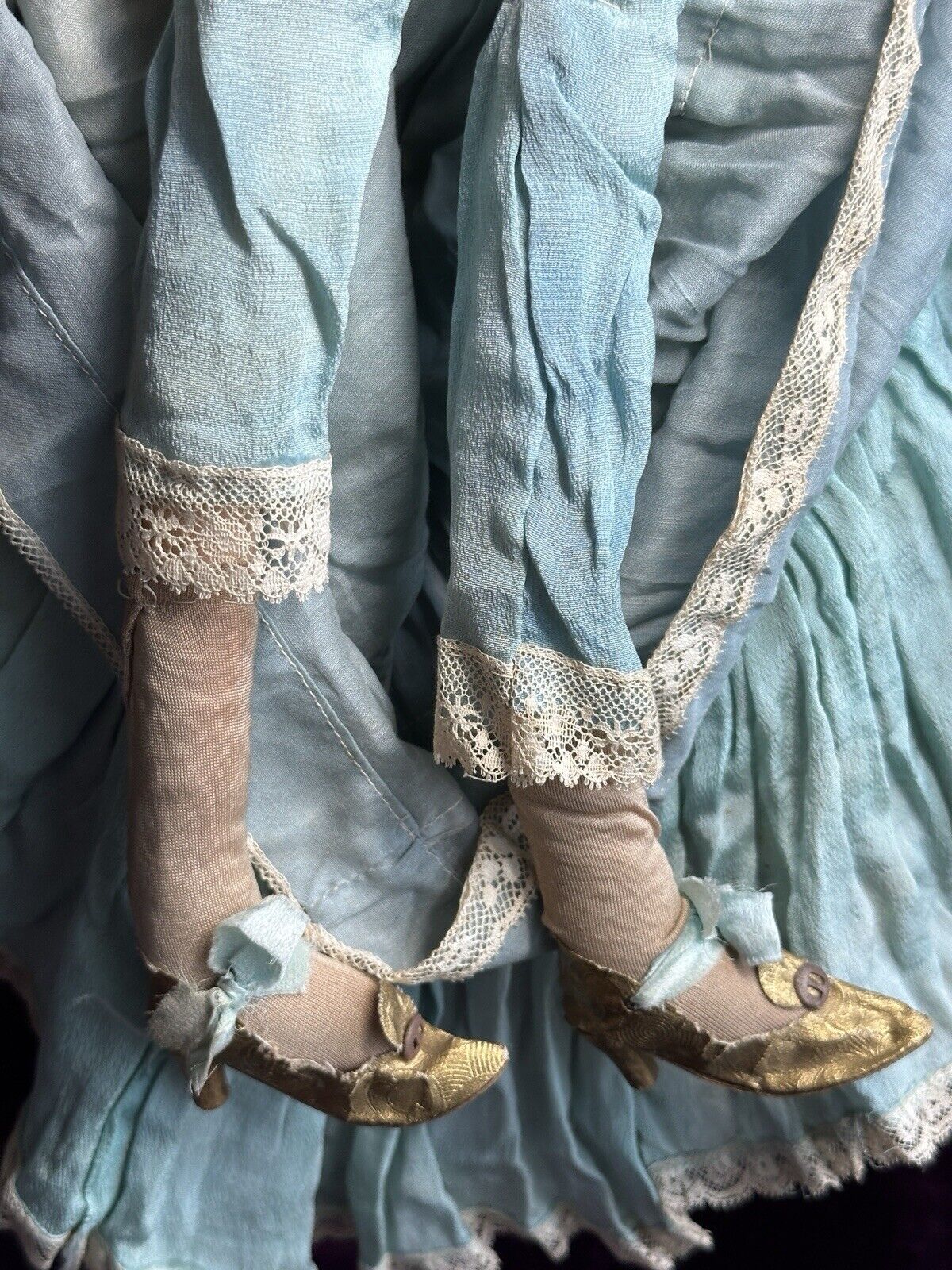 Rare Antique 27" Composition Cloth Art Deco Style French Boudoir Doll Glass Eye