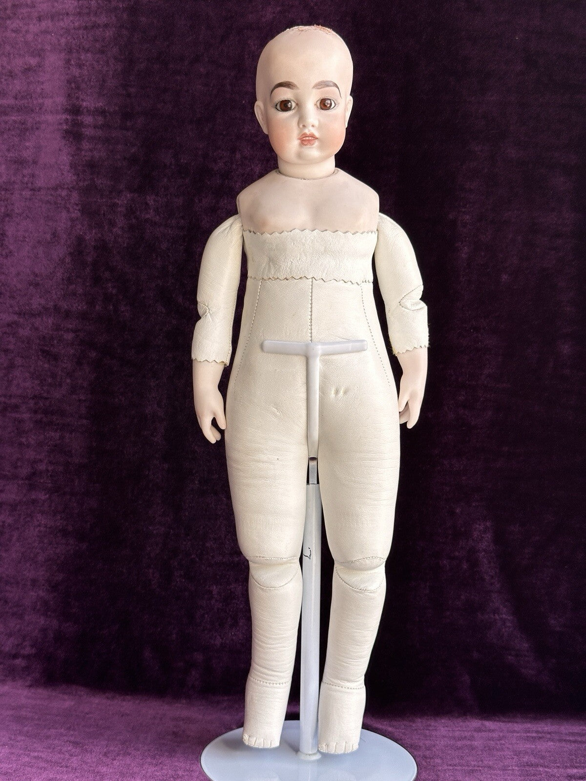 Vintage Porcelain 19” Repro of Antique French Bru Circle Dot Doll by Clara Wade