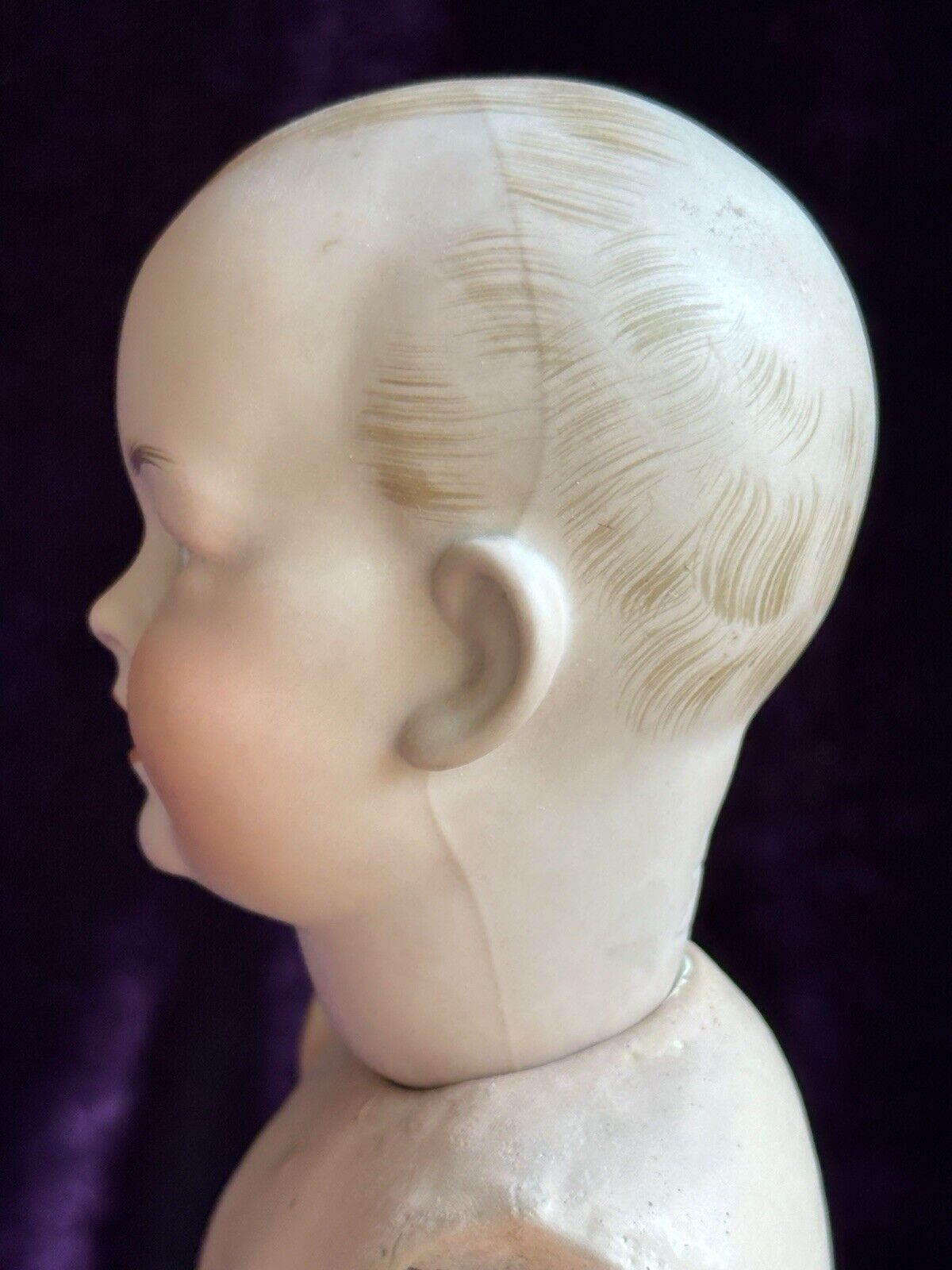 Antique German 11” Kley Hahn 525 Solid Dome Bisque Head Baby Doll Intaglio Eyes