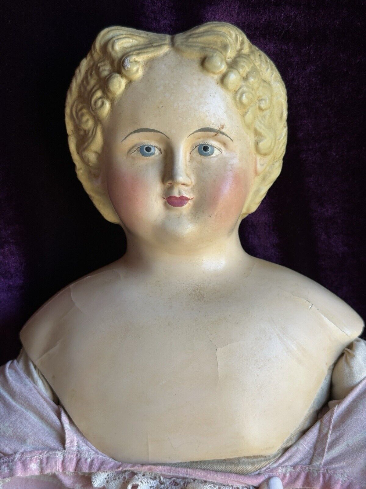 Large Antique American Greiner #10 Papier Mache Head Doll Restored by Emma Clear