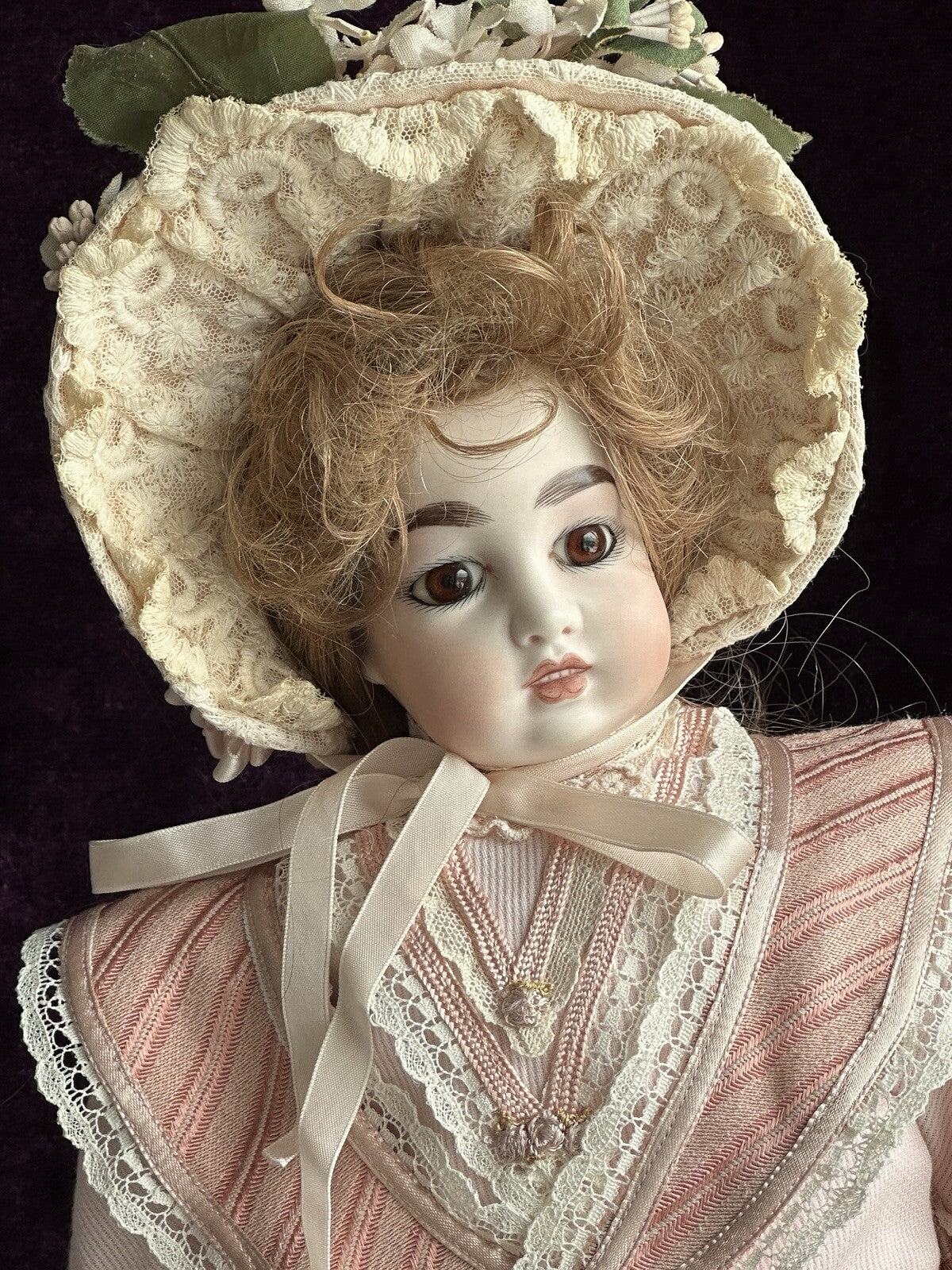 Vintage Porcelain 19” Repro of Antique French Bru Circle Dot Doll by Clara Wade