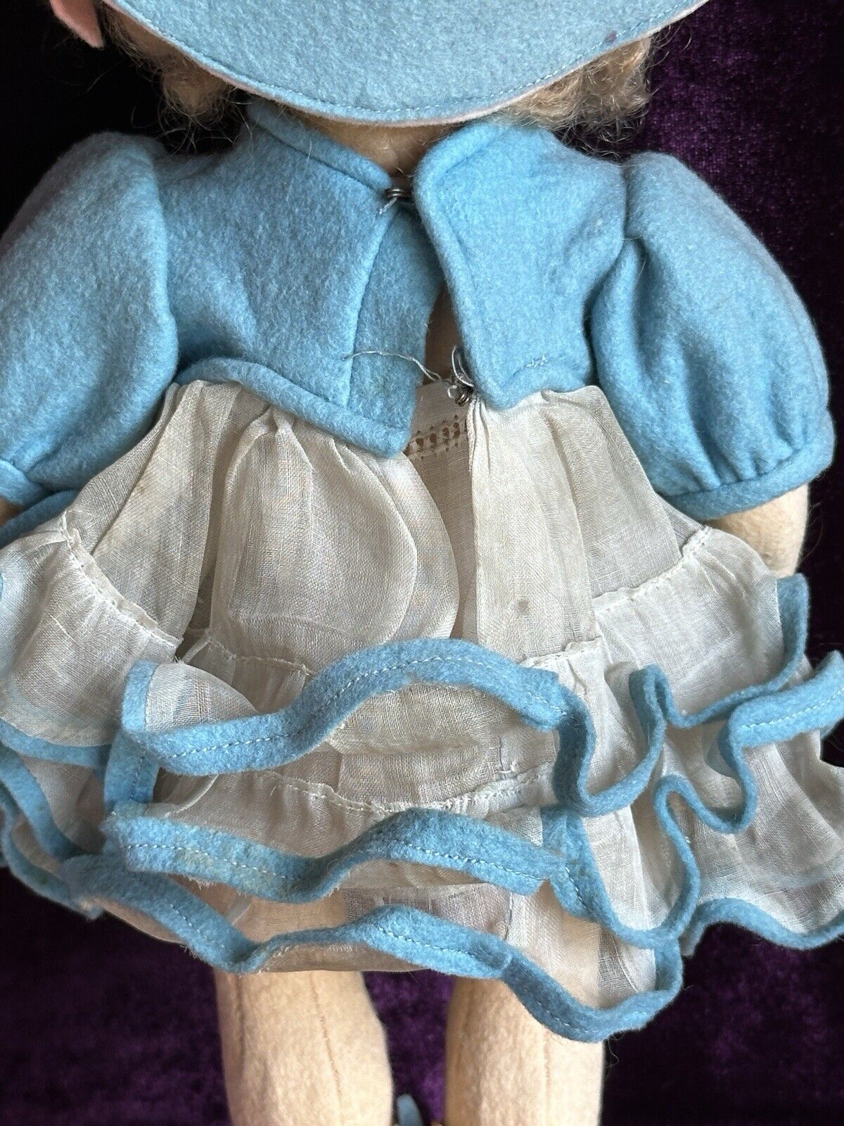 Vintage Italian All Original 12” Lenci 111/2000 Series Felt Cloth Doll Tagged