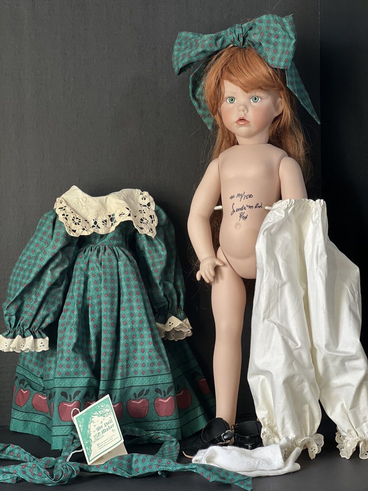 Collectible Porcelain 24” Doll “Candy Apple” Linda Rick Doll Maker Box/tag