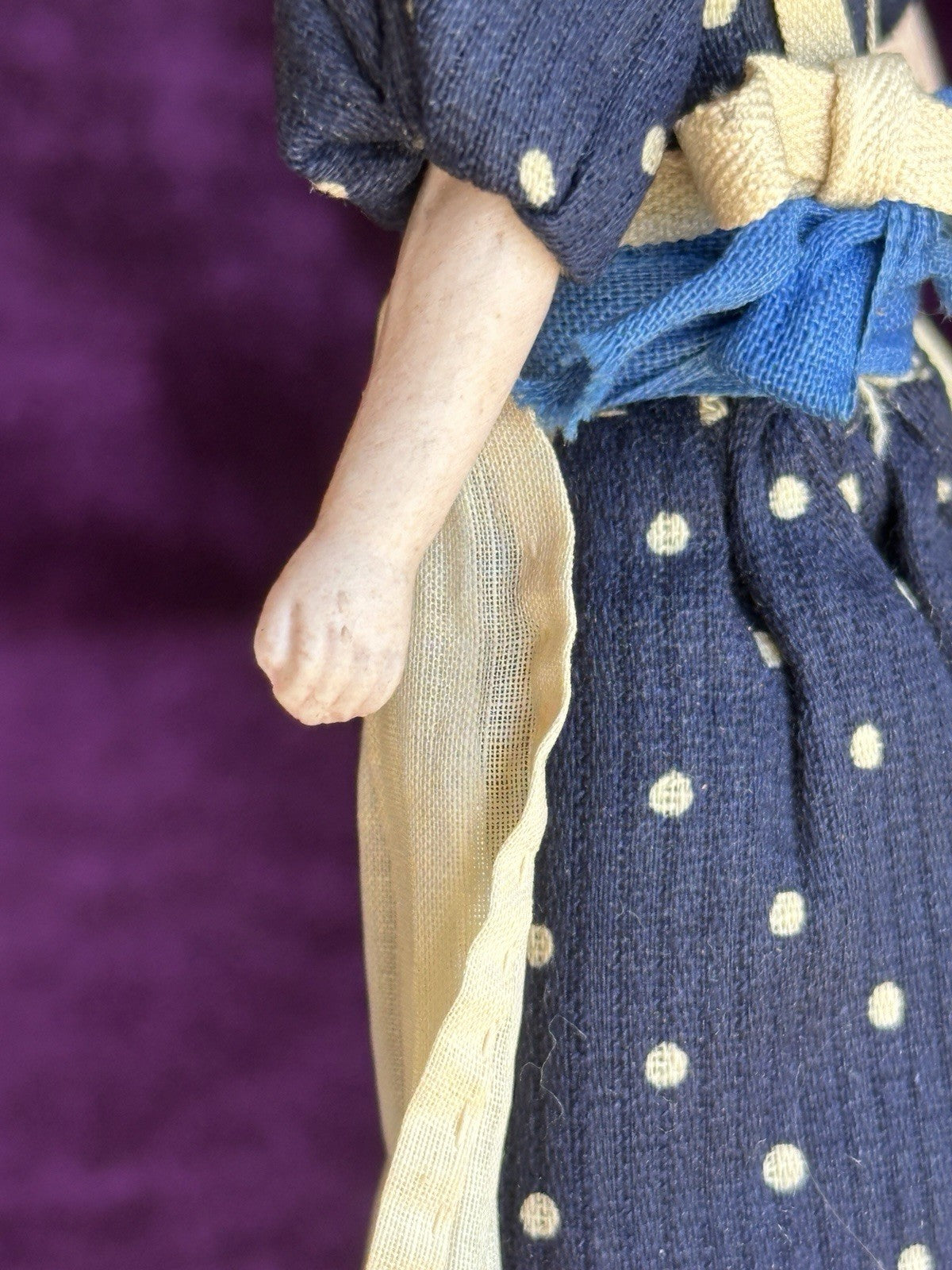 Antique German 5.85” Bisque Cloth Miniature Dollhouse Parian Doll