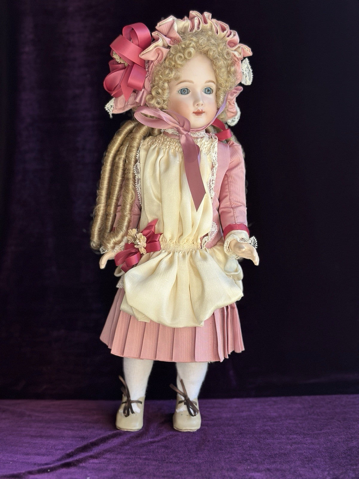 Vintage 17” Porcelain Compo Reproduction of Antique French Jumeau Triste Doll