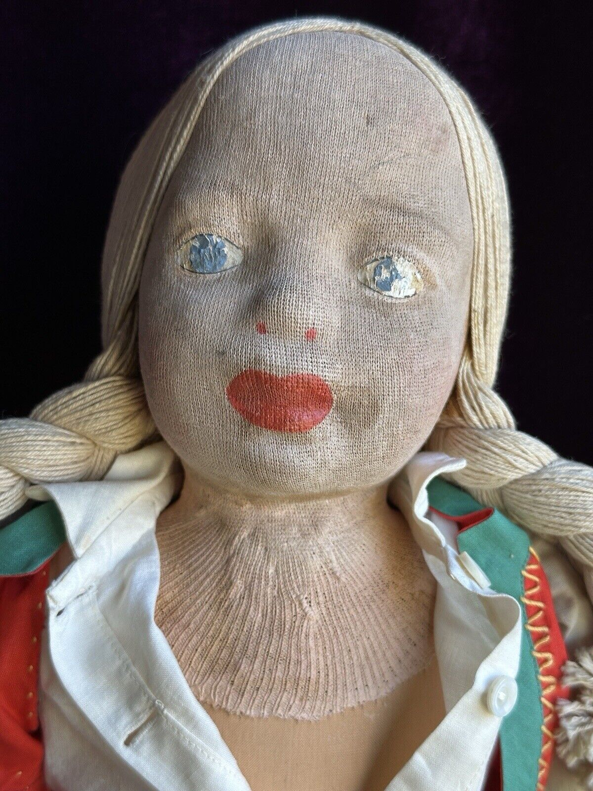 Vintage American 22” All Original WPA Milwaukee Stockinette Cloth Doll