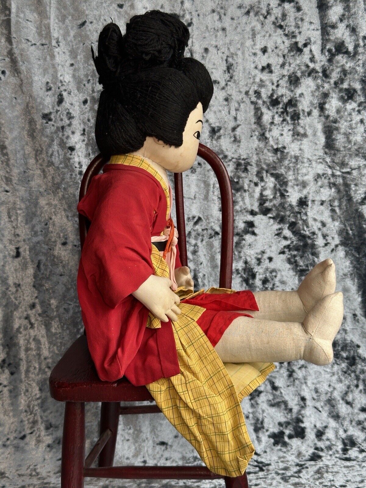 Vintage 18” Japanese Willy Seiler Artist Cloth Oriental Doll