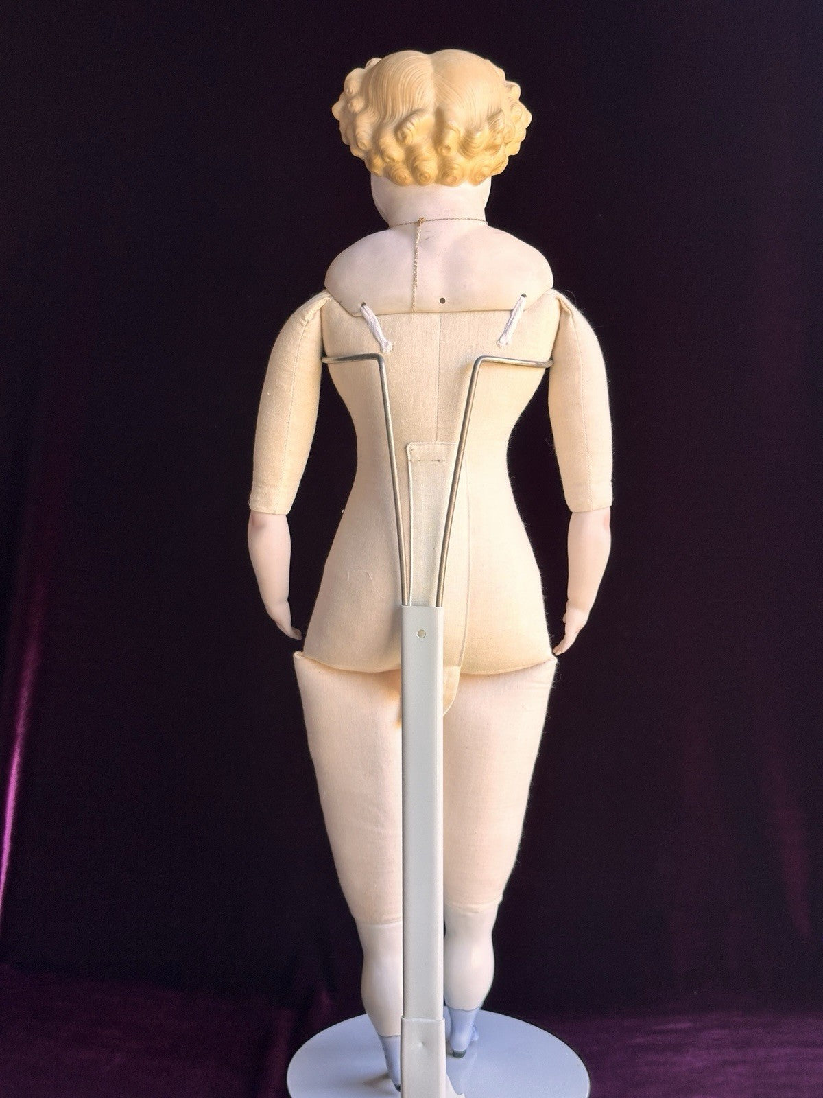 Large Antique German 26” ABG (?) Bisque Parian China Fashion Doll w/ Glass Eyes