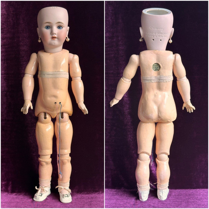 Antique German Halbig Handwerck Bebe Cosmopolite Bisque Head Doll Crier Orig Box