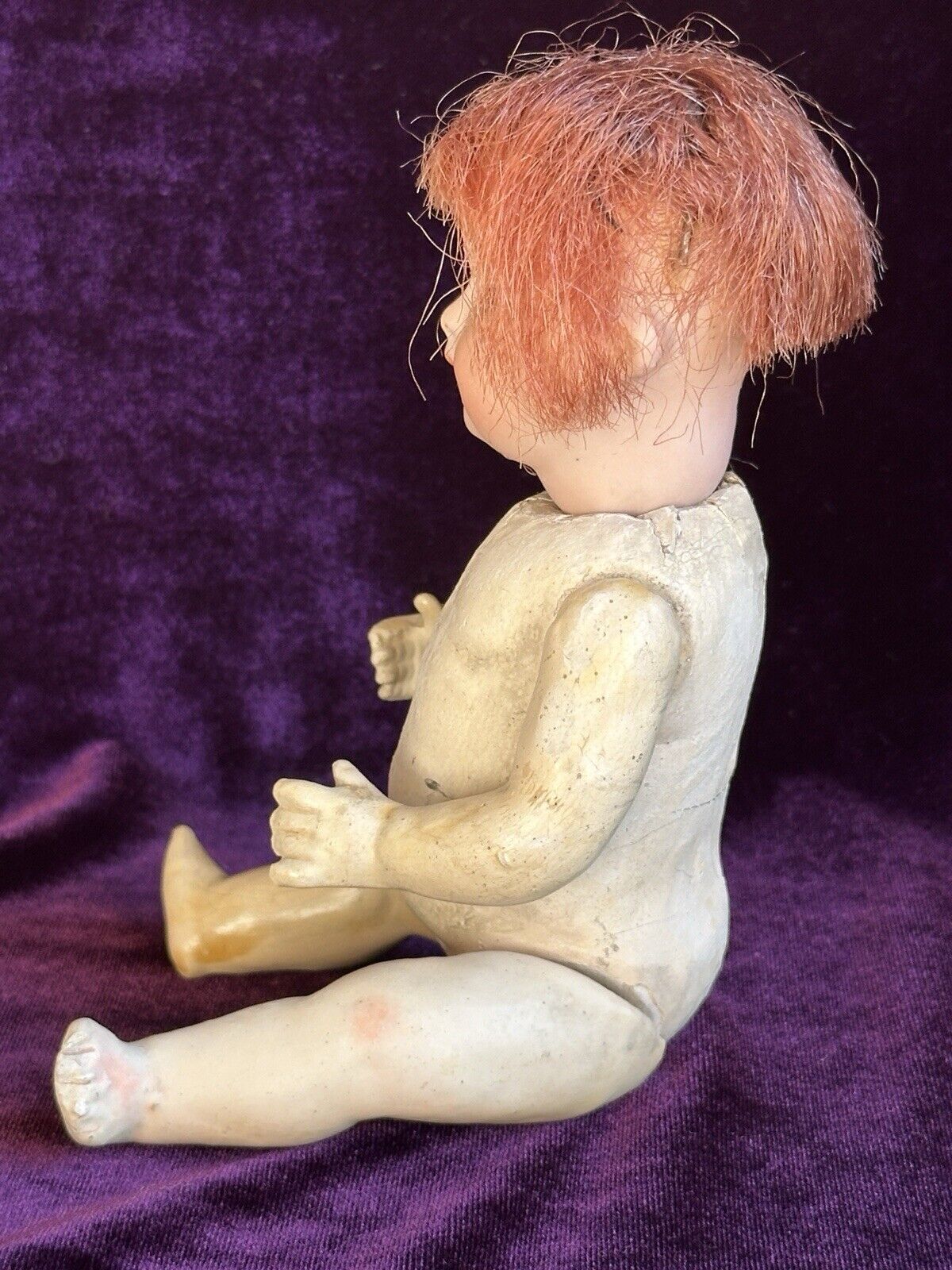 Antique German 8” Hermann Steiner Miniature Bisque Head Baby Doll