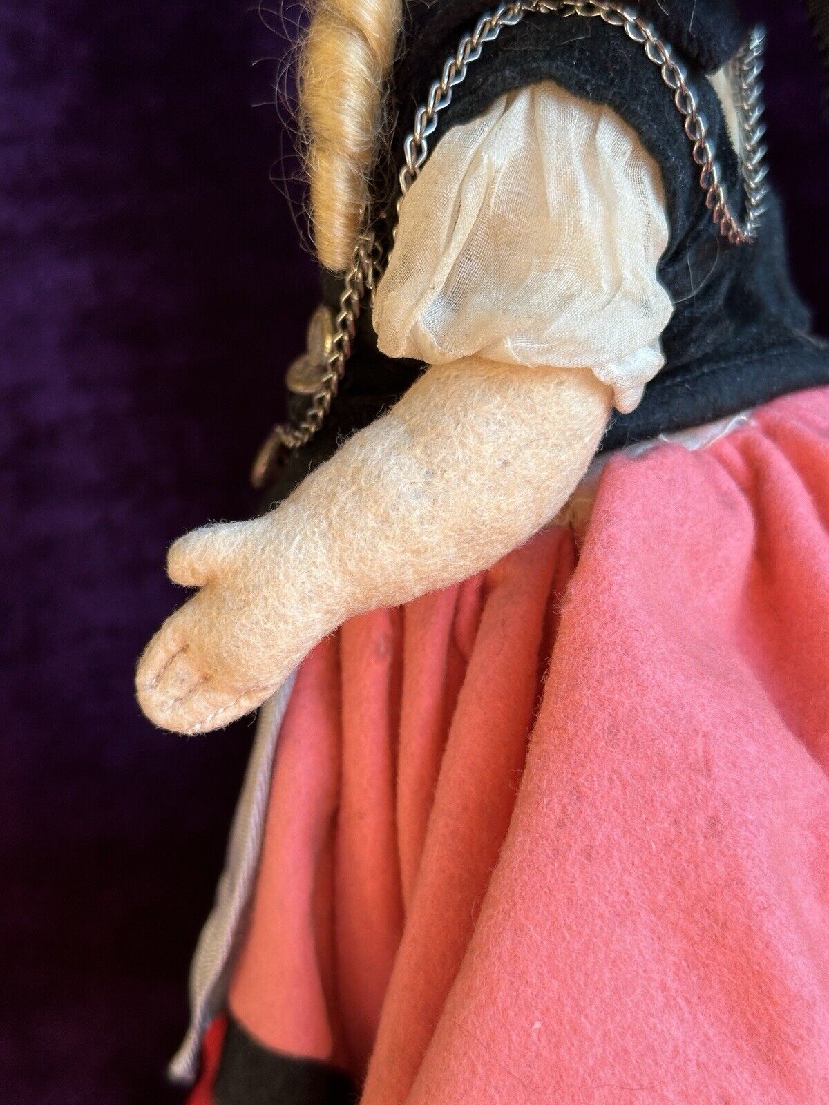 Vintage 12” Italian Alma (?) All Original Felt Cloth Doll