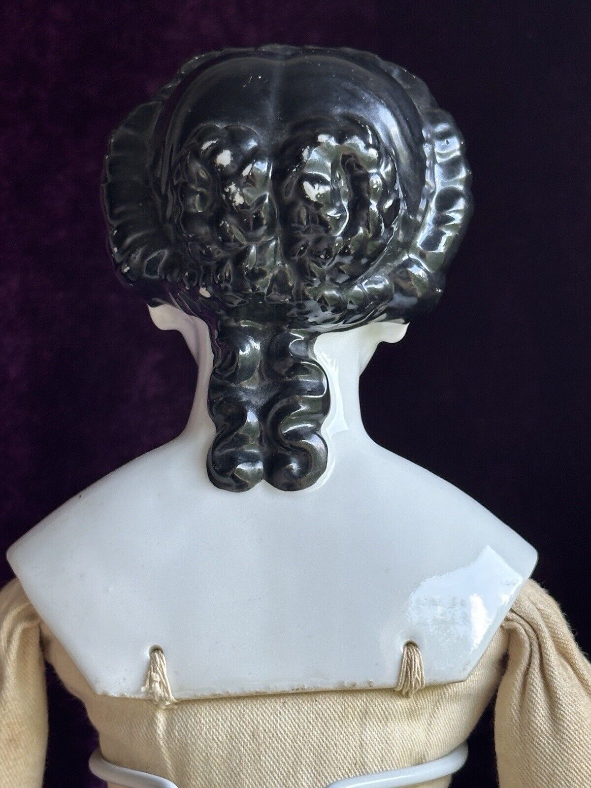 Very Rare Large 25.5” Antique German Brunette China Shoulder Head Doll