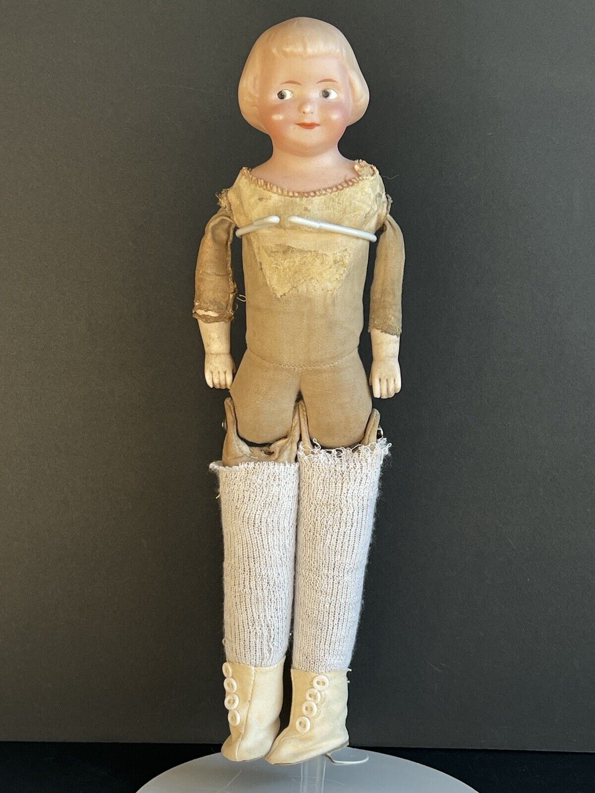 Antique German 13” Gebruder Heubach Googly Girl Bisque Head Doll