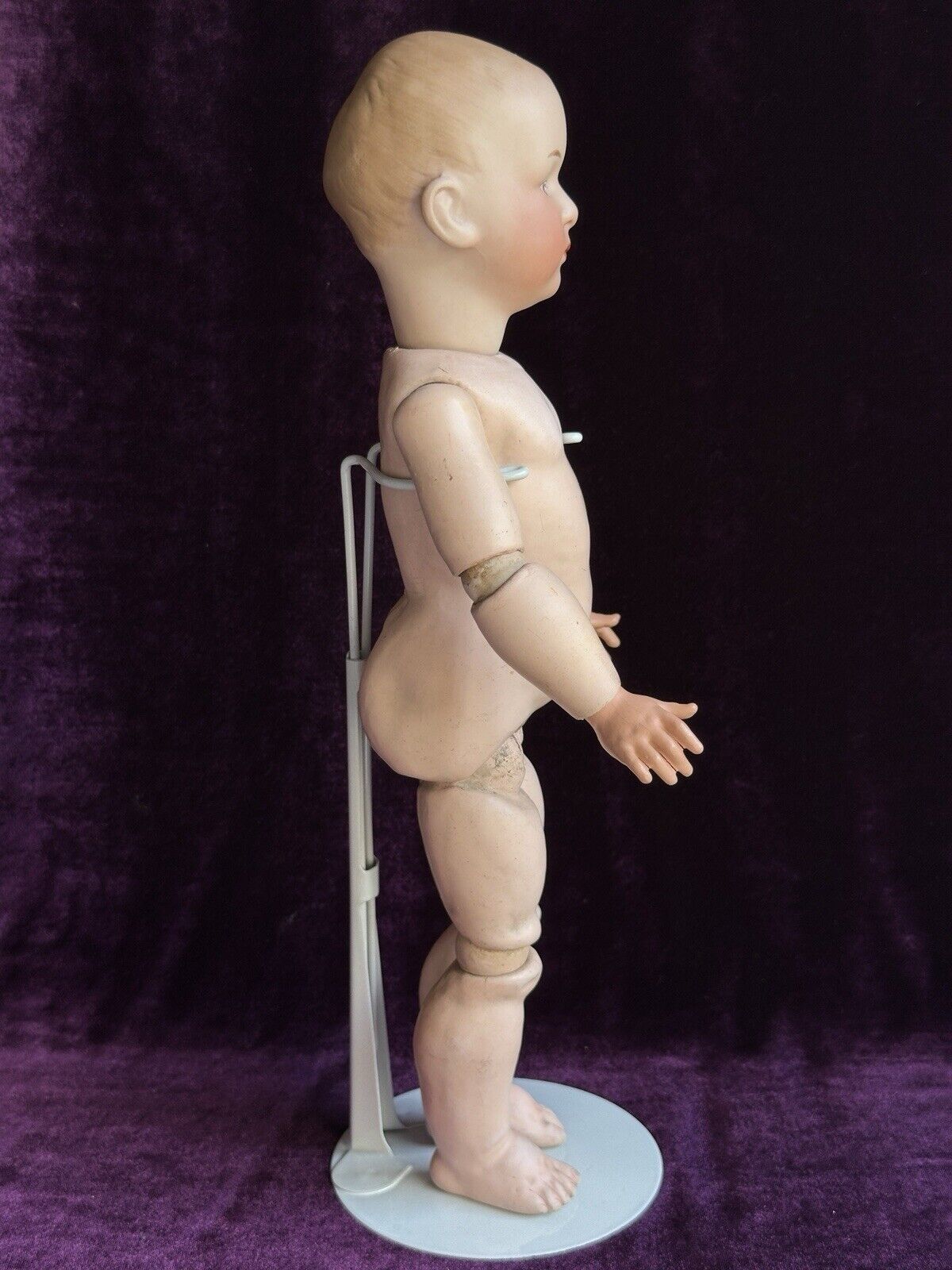 Antique German 14.5” Gebruder Heubach 7602 Pouty Bisque Head Character Boy Doll