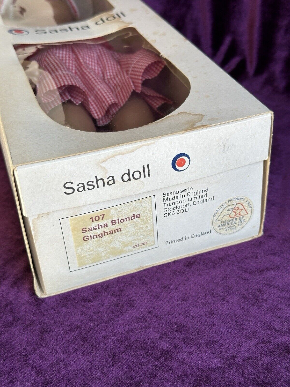 Vinyl Trendon Sasha Blonde Gingham Girl Doll England with Box Winter Outfit