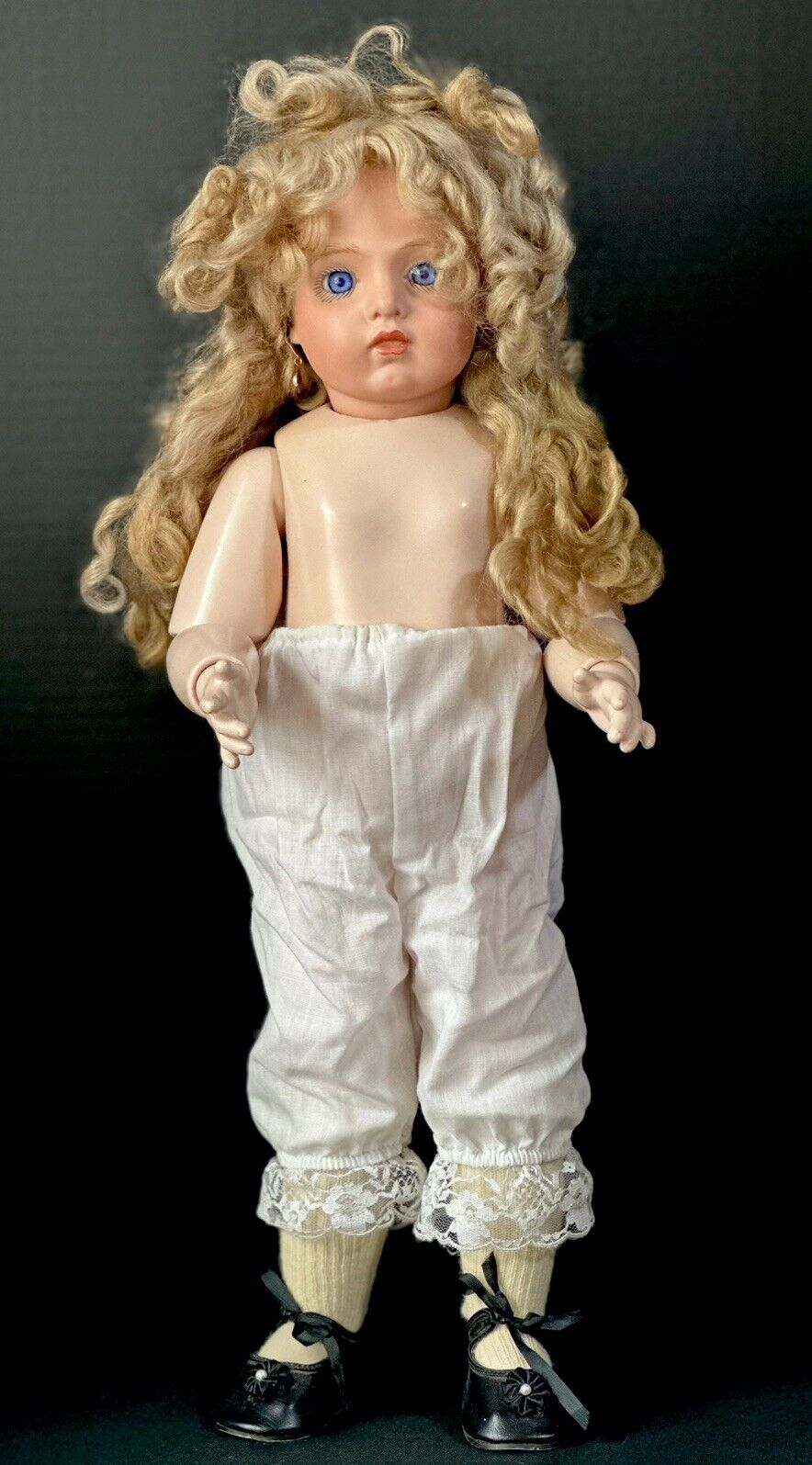 Collectible Artist Reproduction Of Bru Jne 19” Doll Porcelain Head Seeley Body