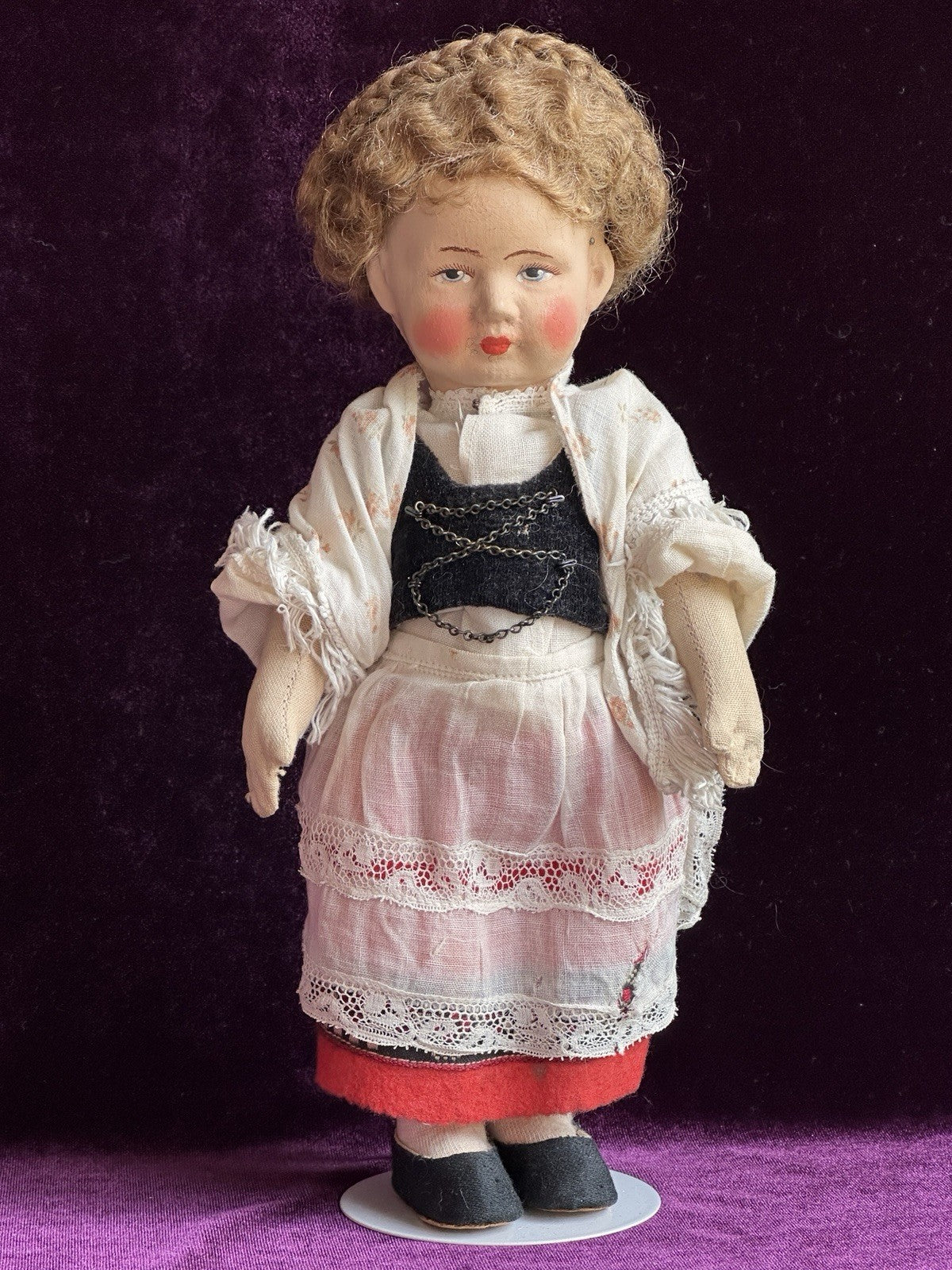 Lot of 2 Antique German 10” Gebruder Bing Cloth Boy and Girl Dolls