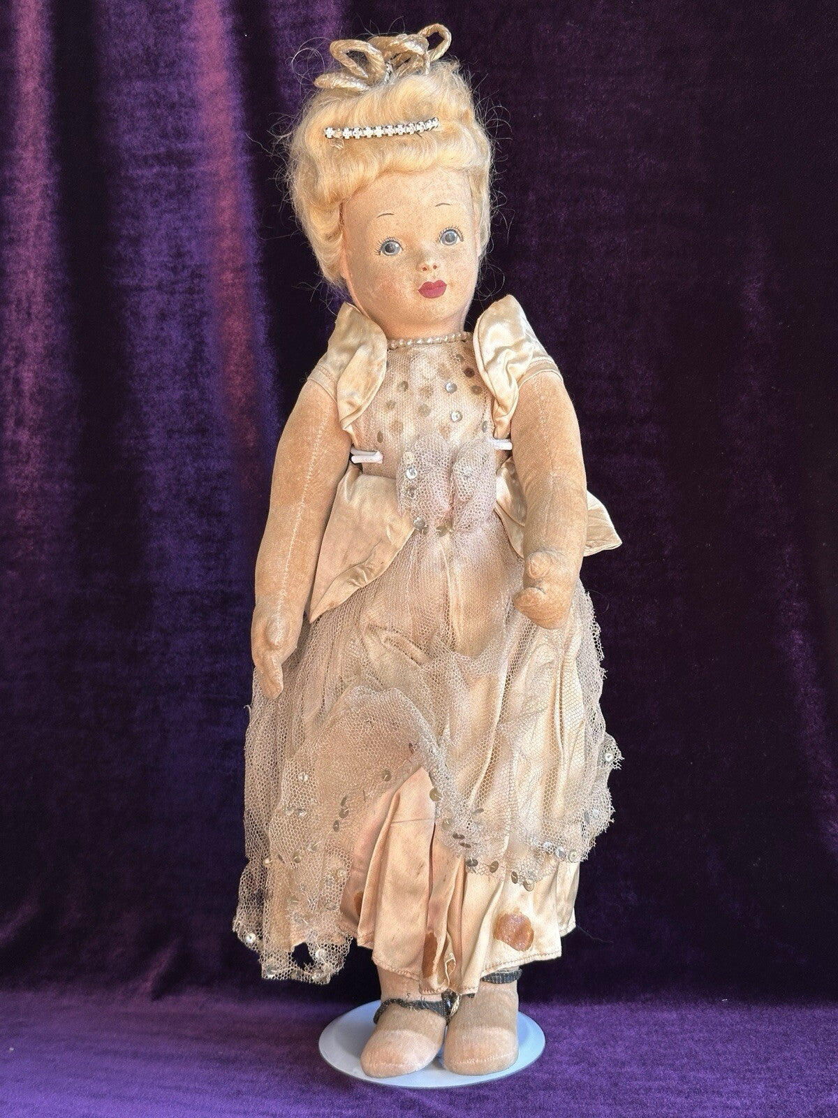 Vintage British Chad Valley 17” Cloth Felt Character Doll