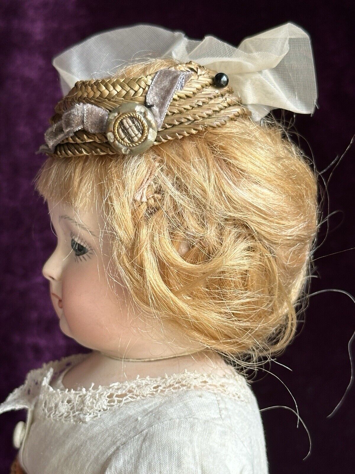 Vintage 15” Reproduction of Antique French Huret Fashion Doll with Glass Eyes