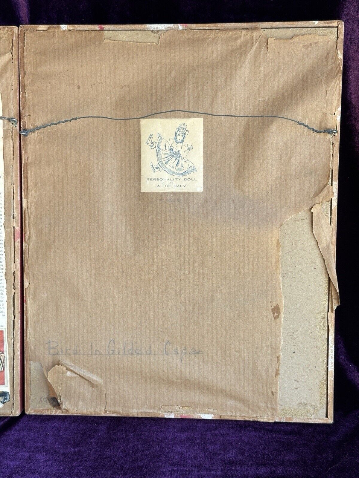 2 Vintage Framed Diorama Cloth Dolls Displays by American Artist Alice Daly