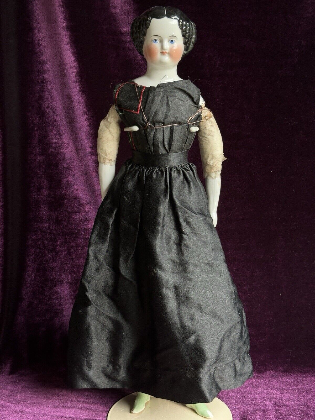 Antique German 19” Flat Top Highbrow China Shoulder Head Young Lady Doll