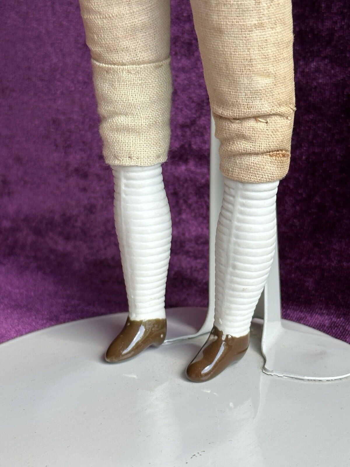 Antique German 11.5” Hertwig Molded Bonnet Bisque Head Parian Doll