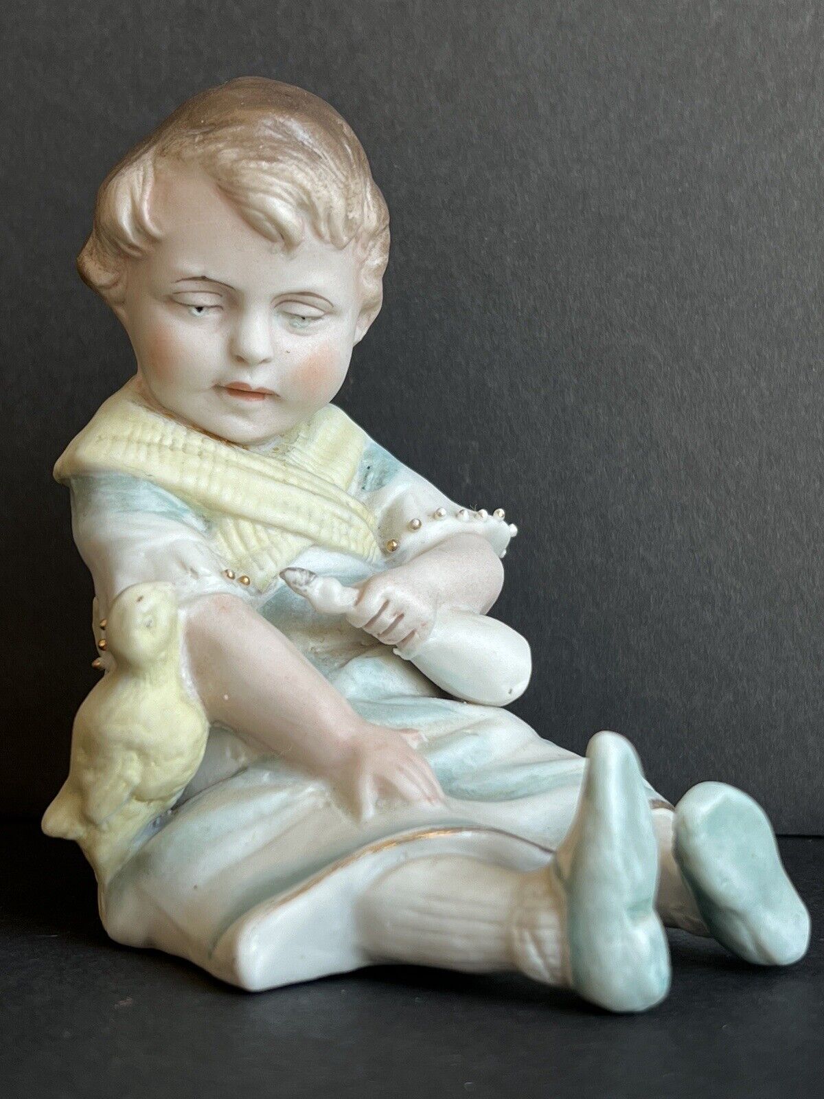 Antique German Gebruder Heubach (?) Unmarked Bisque Boy Figurine