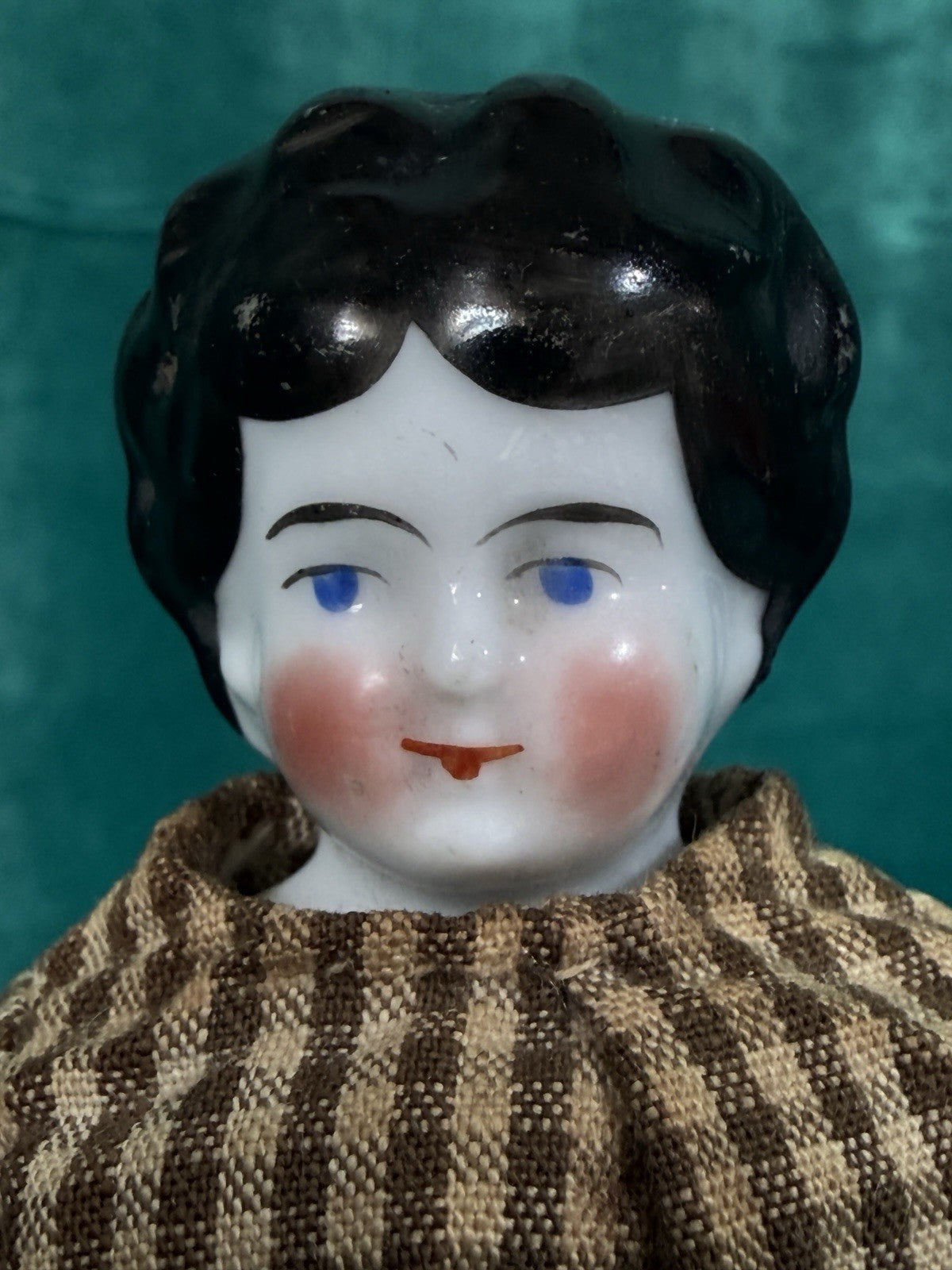 Antique German 7” Bisque Cloth Miniature Dollhouse China Doll