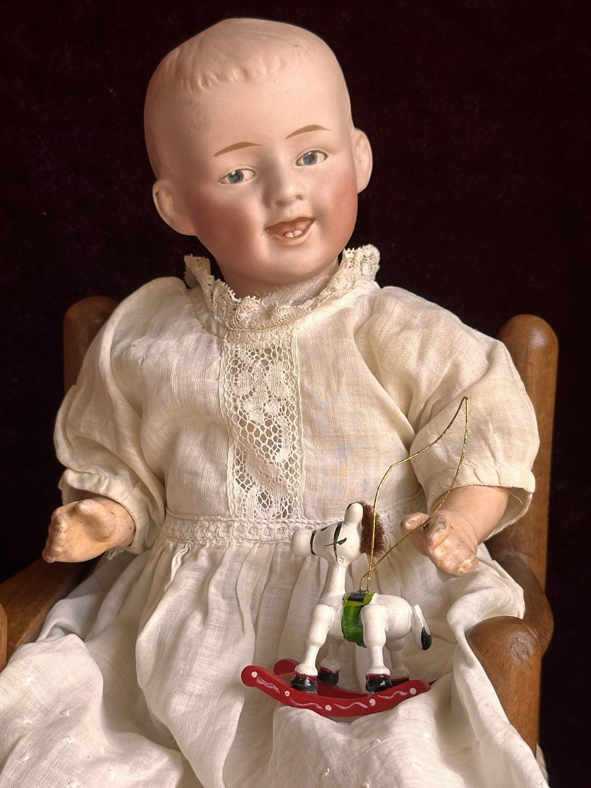 Antique German 11” Gebruder Heubach 7647 Bisque Shoulder Head Character Boy Doll