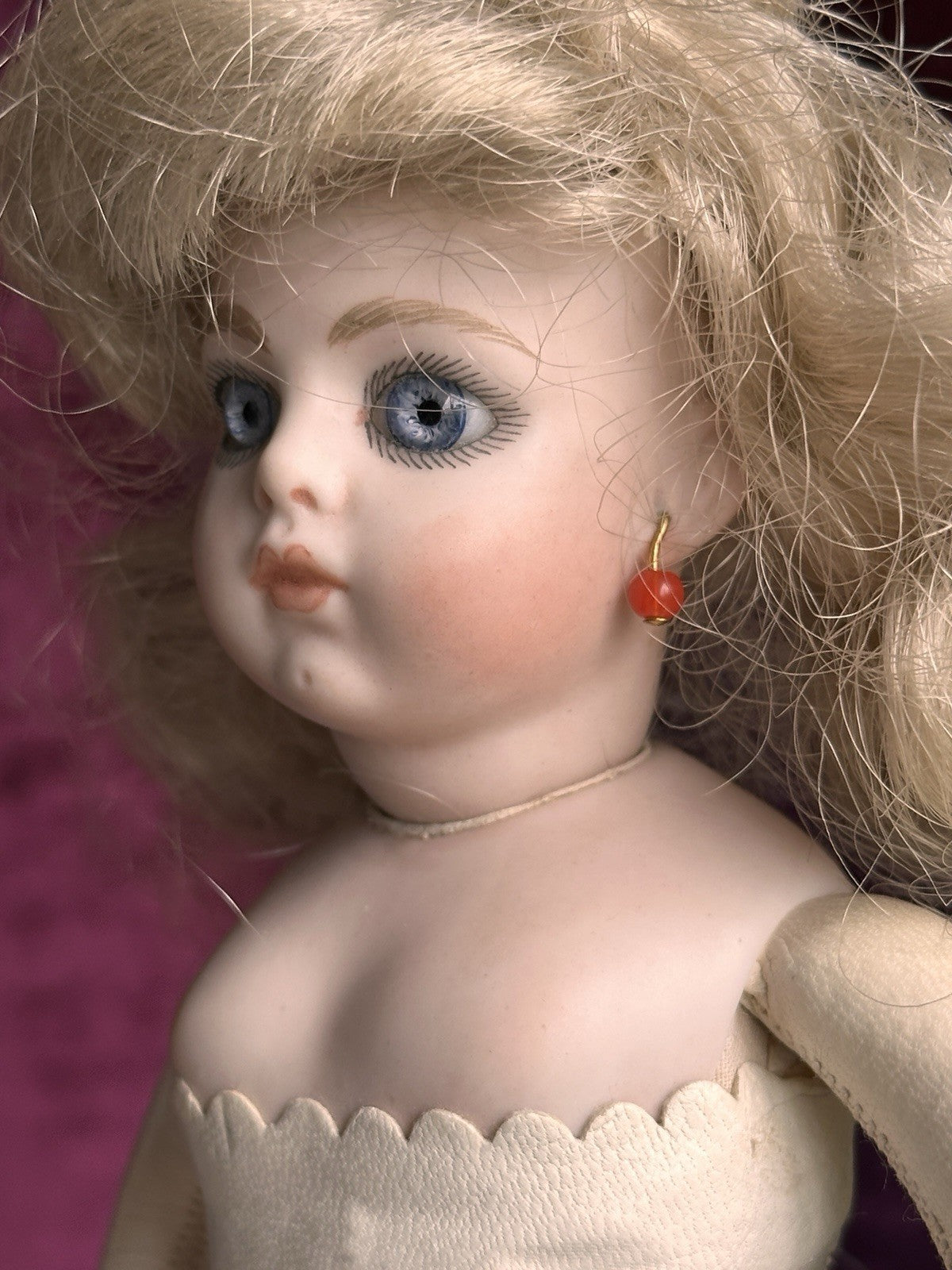 Vintage 9” Artist Reproduction of Antique French Bru Jne Porcelain Leather Doll