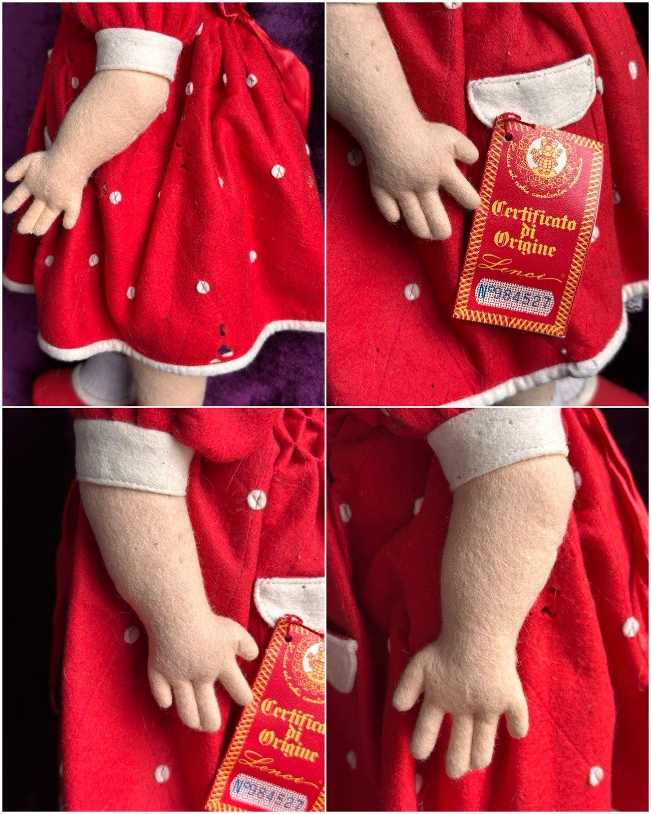 Vintage 19” Italian 1980’s Lenci Brunilde Felt Cloth Doll