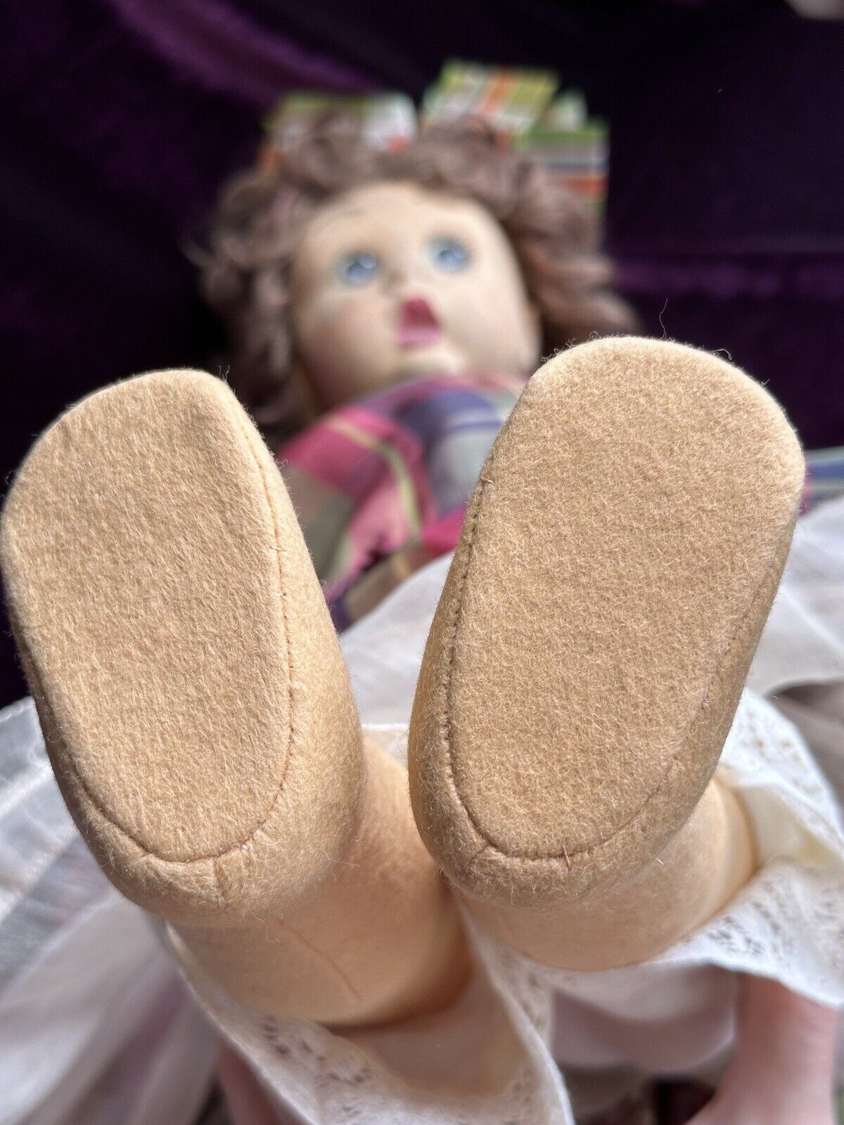 Rare Vintage Italian 20” Original Lenci Googly Eyes Felt Doll Tagged Outfit