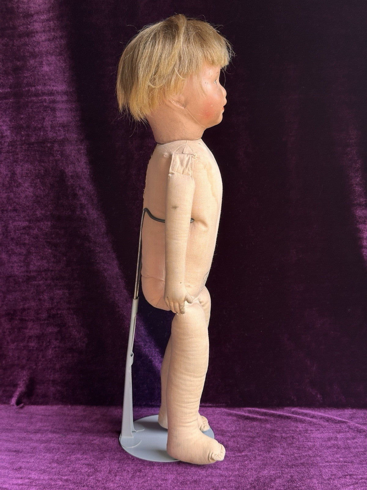 Antique American 19” Kamkins Cloth Oil Painted Doll