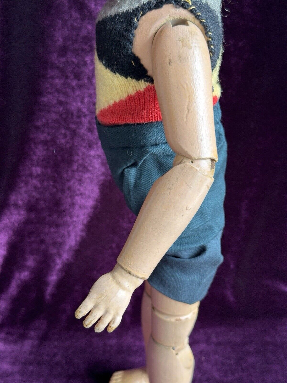 Antique American 19” Schoenhut 308 (?) Wood Carved Boy Doll