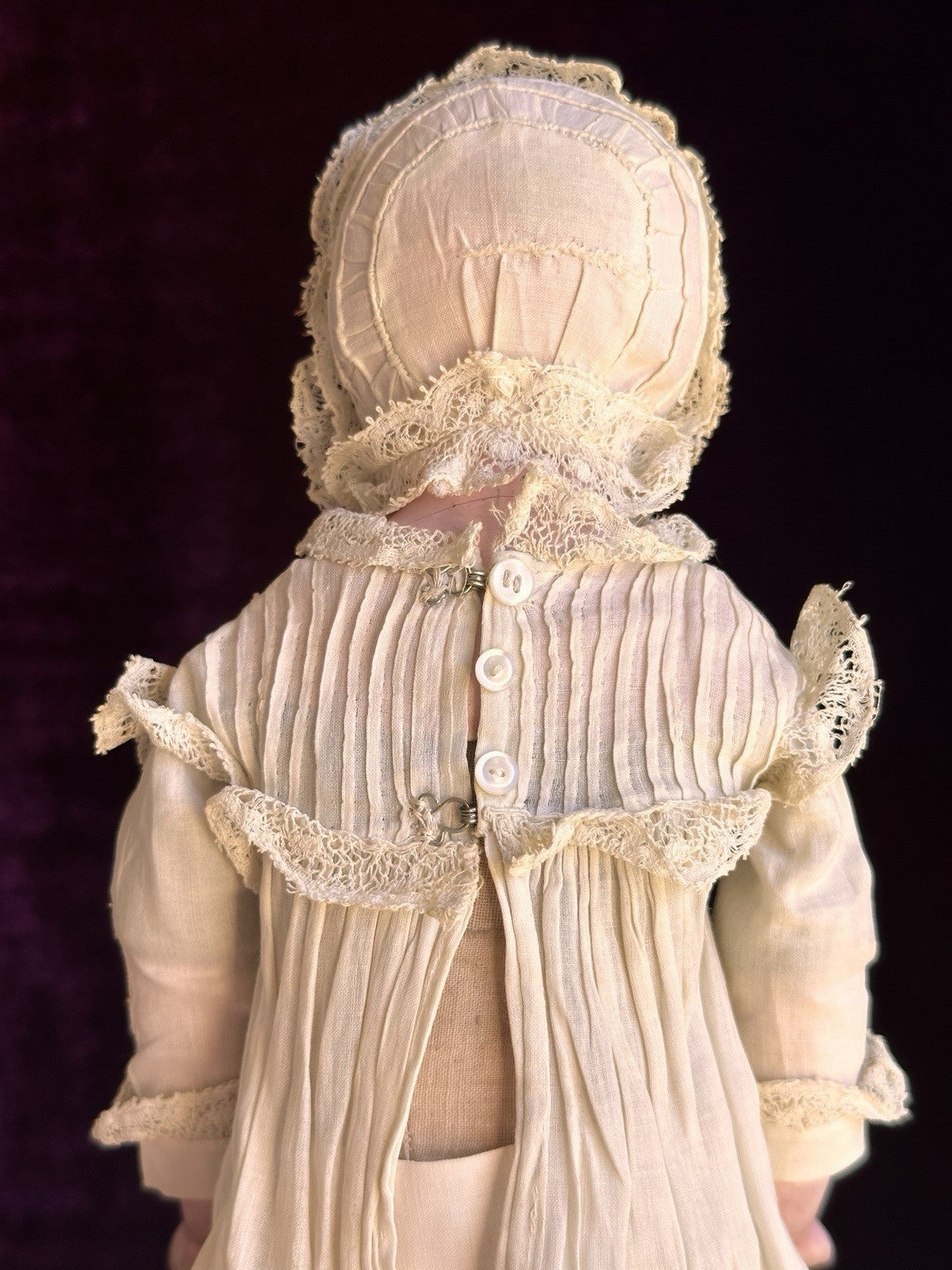 Antique German 14” Wax Over Papier Mache Baby Doll