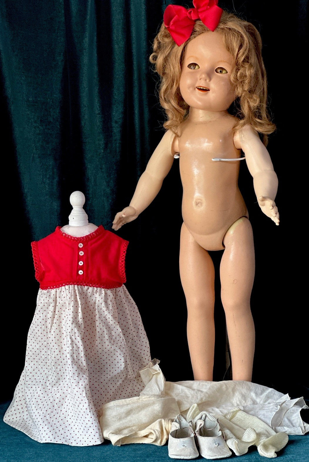 Vintage IDEAL All Composition Shirley Temple 27” Doll Flirty Eyes
