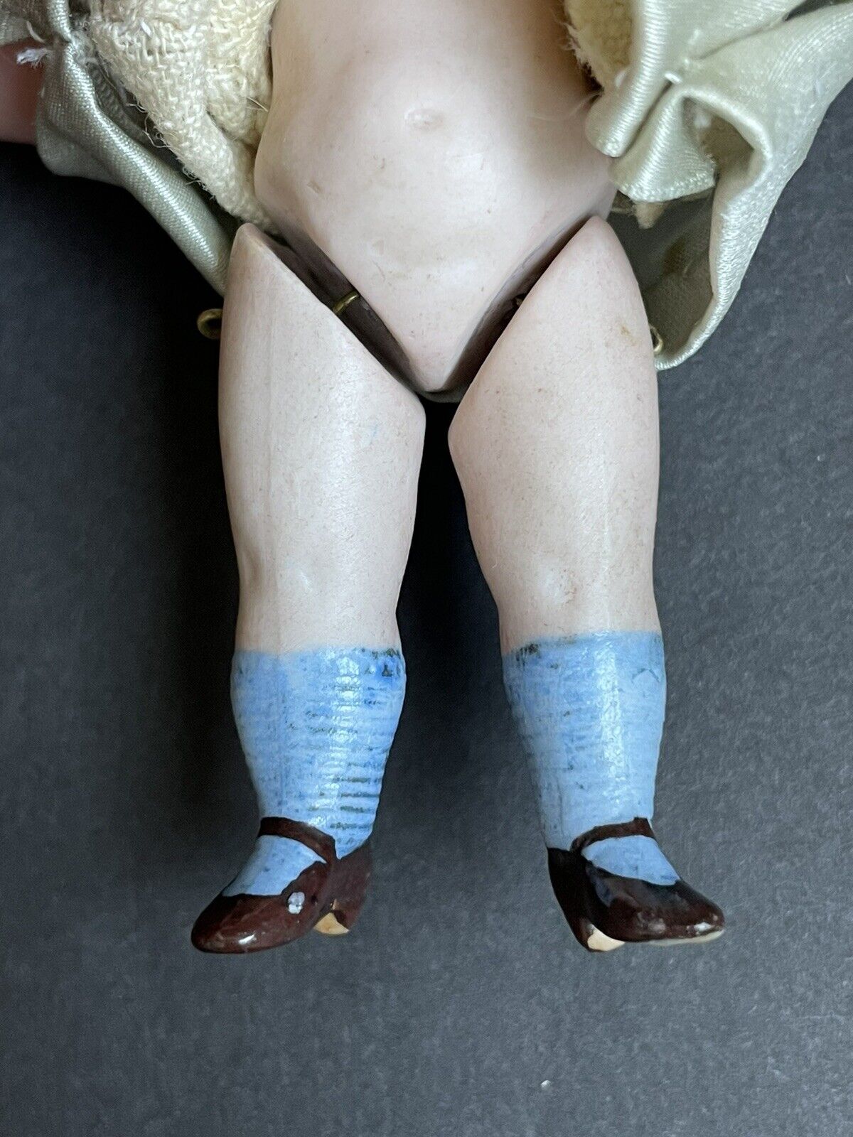 Antique German 3.5” Miniature All Bisque Mignonette Dollhouse Doll