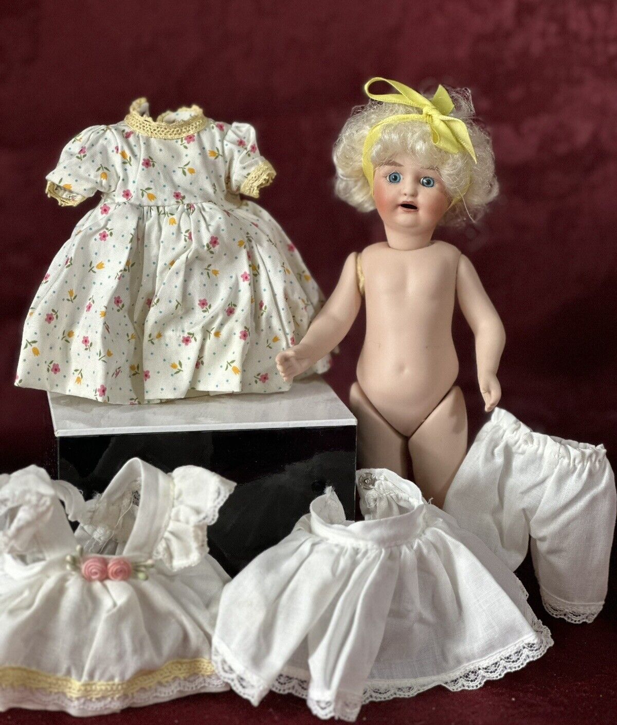 Collectible Reproduction of Antique Mignonette Porcelain 7 1/2” Doll