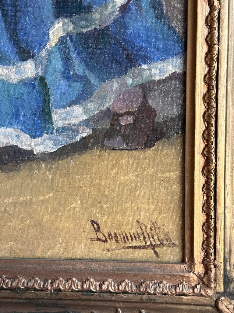 Ritta Boemm Oil Painting Käthe Kruse Dolls Signed Original Artwork in Gilt Frame