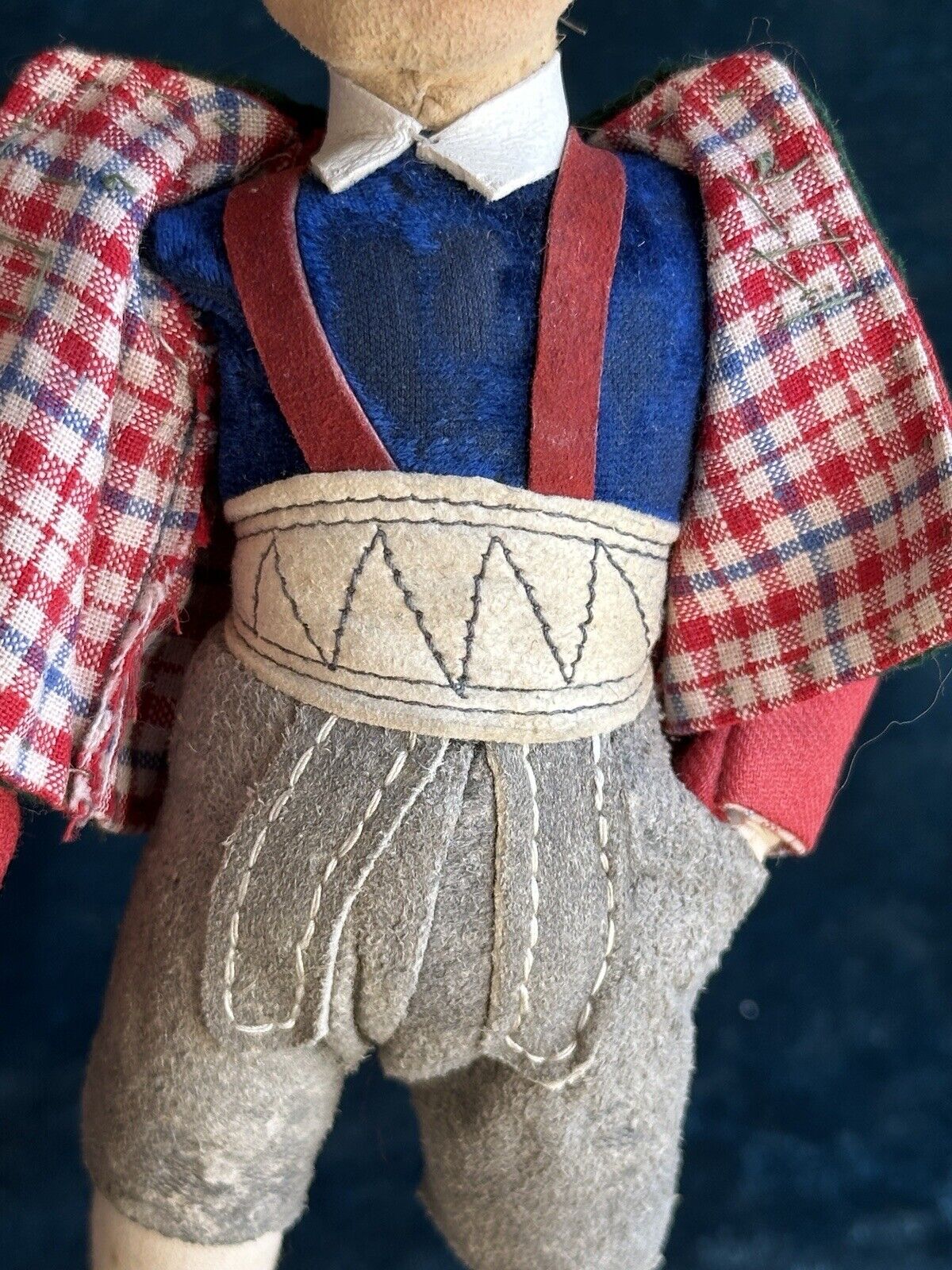 Unidentified Vintage (?) 8.5” Cloth Leather Boy Doll