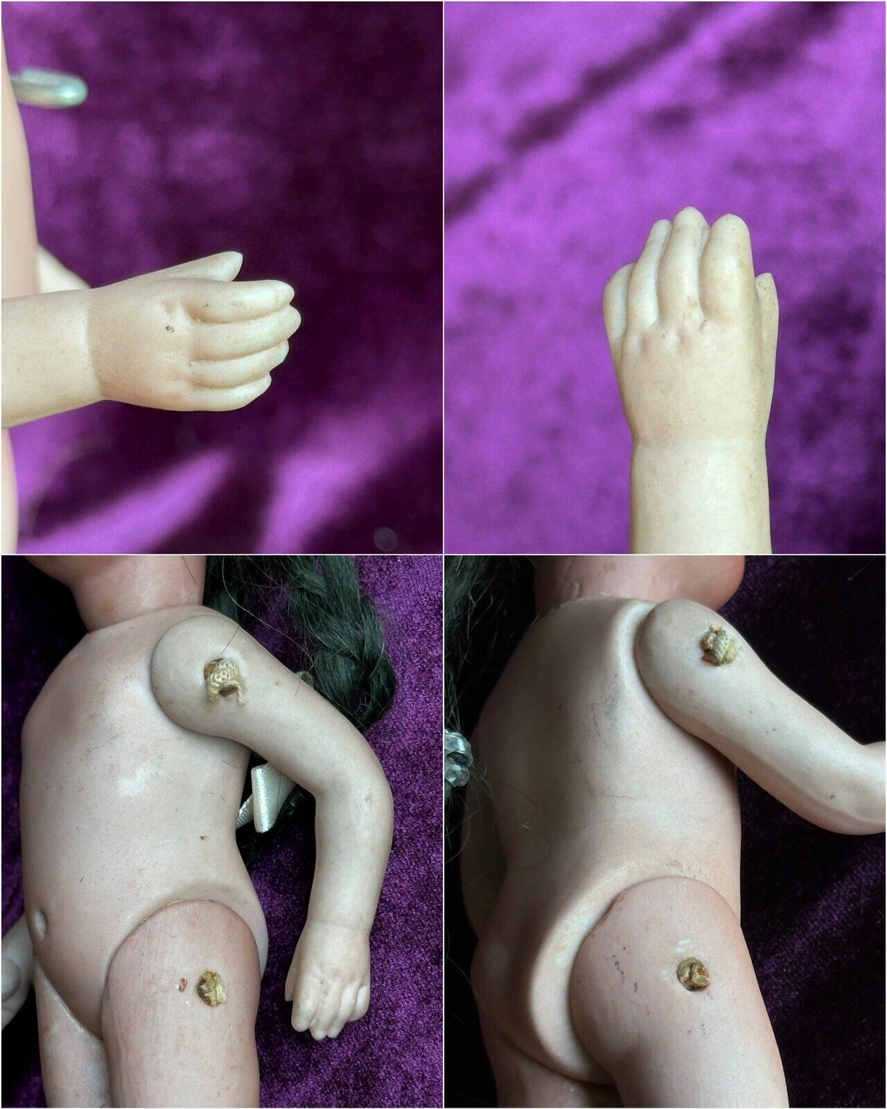 Antique German 7” All Bisque Simon Halbig Dark Complexion Black Stockings Doll