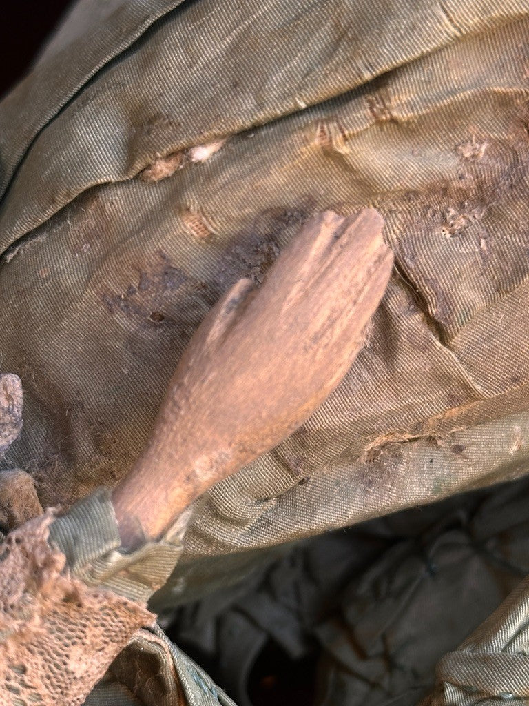 Antique German 18.75” Wax Over Papier Mache Milliner’s Model Molded Bonnet Doll