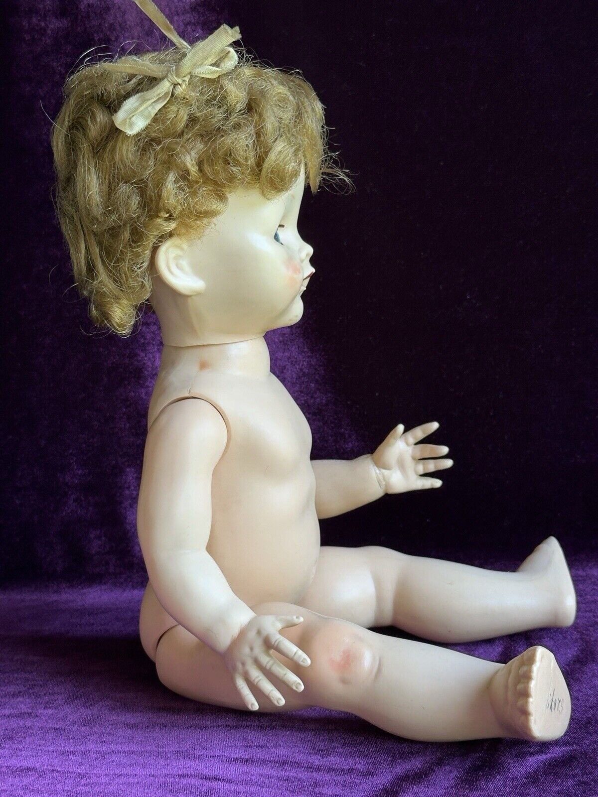 Vintage Plastic 16” Pedigree Made in England Flirty Eyes Toddler Doll