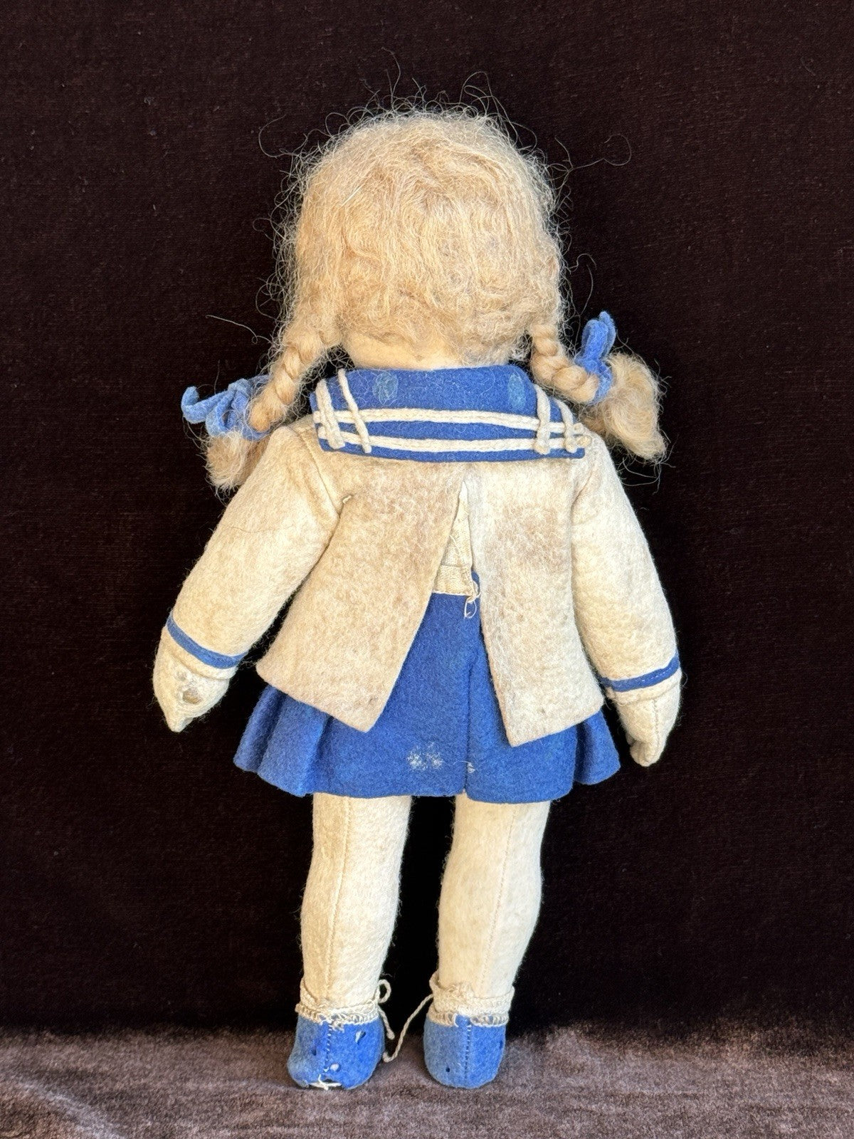 Vintage 9.75” Lenci Style Felt Cloth Character Girl Doll
