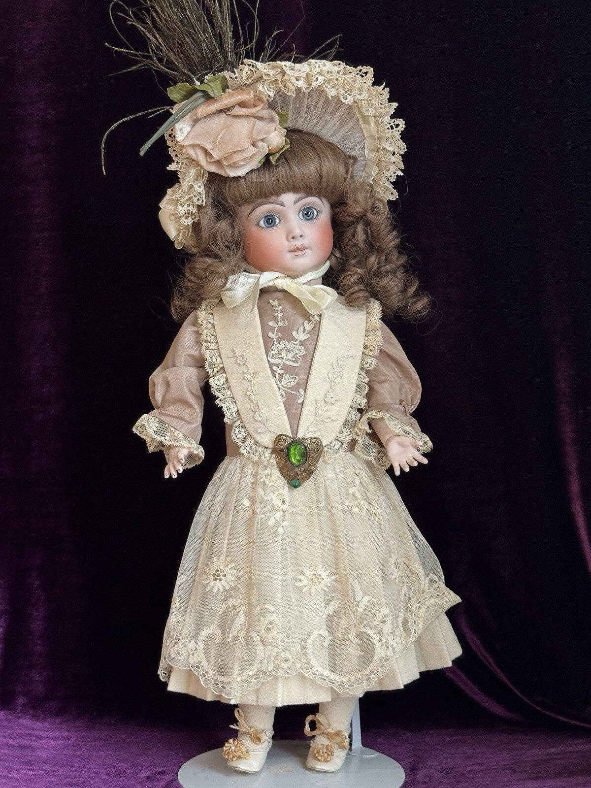 Vintage All Porcelain 20” Reproduction of Antique French Andre Thuillier Doll