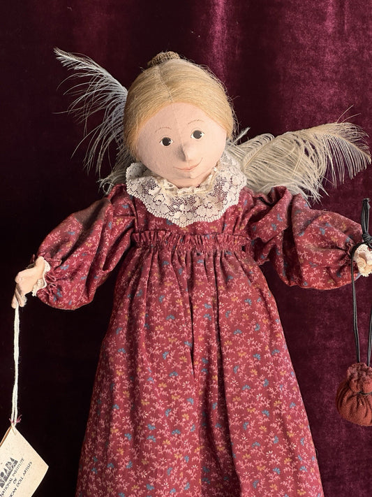 Vintage NIADA Artist Ellen Turner Cloth Painted Handmade 17” Doll with Tag