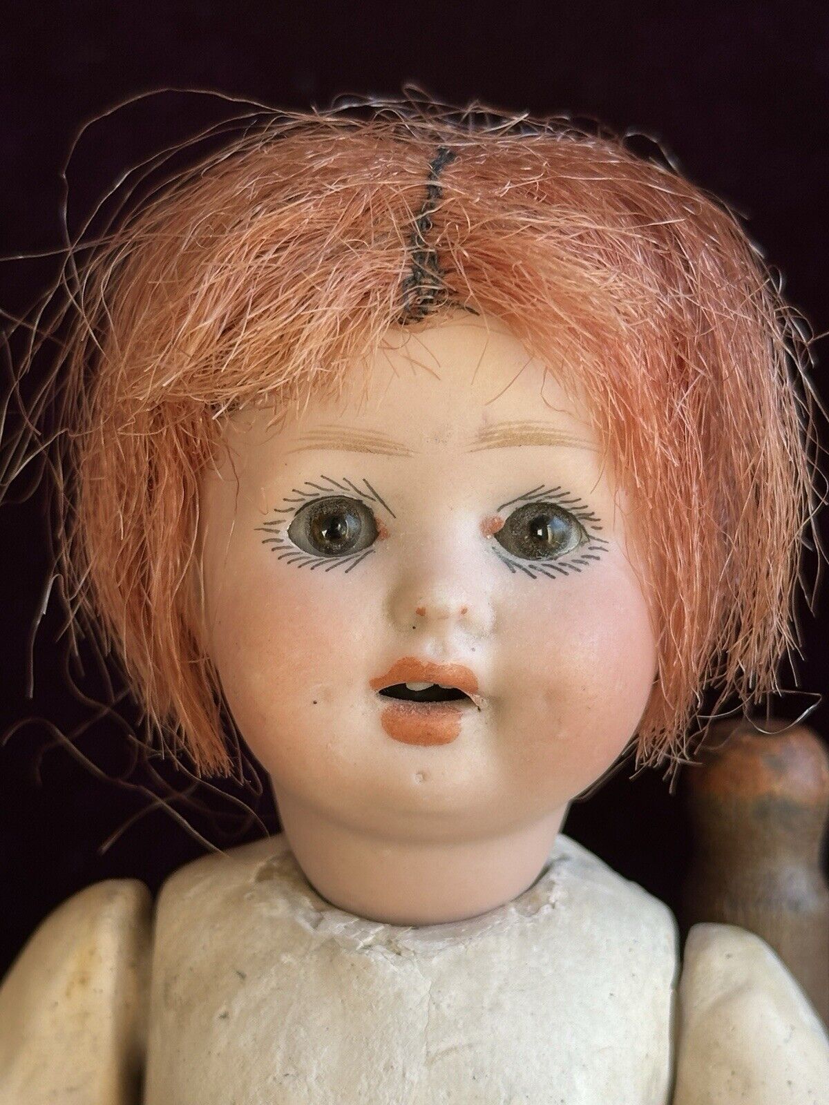 Antique German 8” Hermann Steiner Miniature Bisque Head Baby Doll