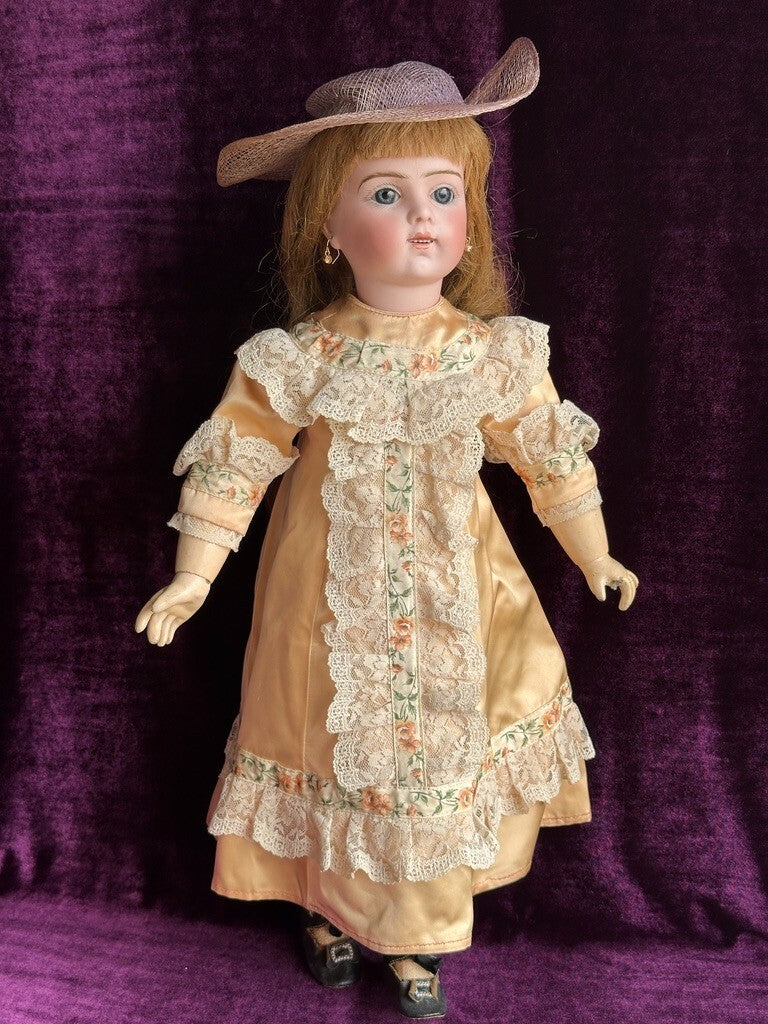Antique French 21” Bru Jne R Bisque Head Mechanical Walker Body Doll