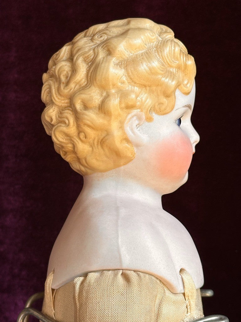 Large 23” Antique German Glass Eyes Parian China Bisque Head Boy Doll