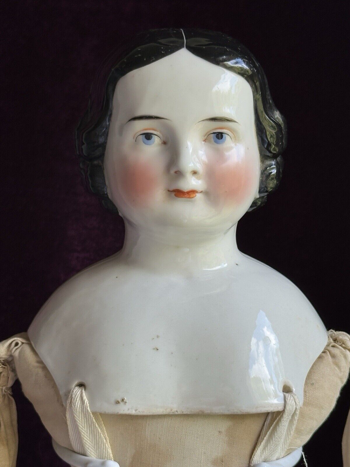 Antique German 23” Kister Flat Top High Brow China Shoulder Head Doll